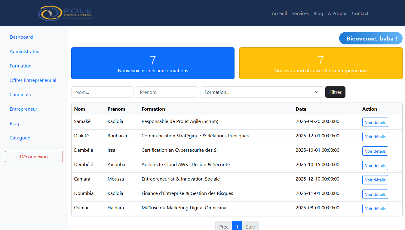 Capture d'écran du Projet 1